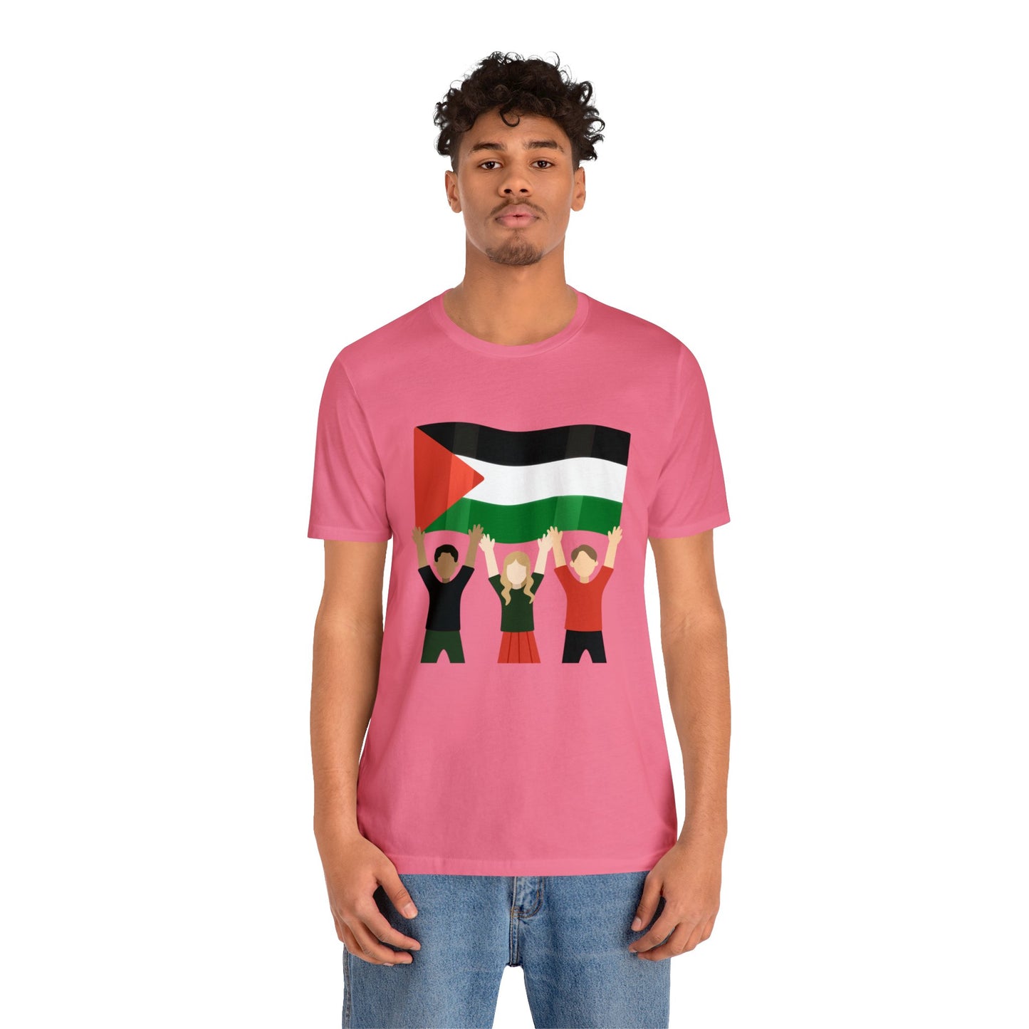 Palestine flag with kids Unisex Jersey Short Sleeve Tee