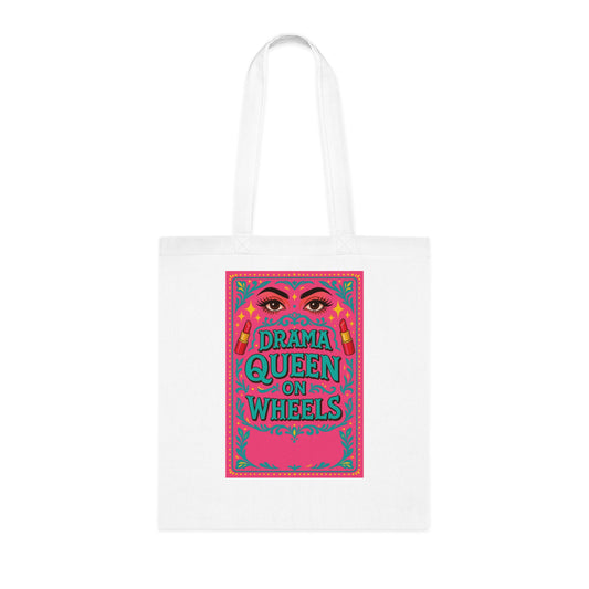 Drama Queen on Wheels Tote Bag, Fun Grocery Tote, Reusable Shopping Bag, Gift for Her, Cute Beach Bag