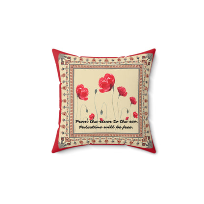 Spun Polyester Square Pillow 'From the River to the Sea'