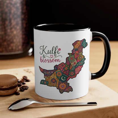 Pakistan Floral Map Accent Mug — “Kulfi & Blossom” Colorful Ethnic Tea Coffee Cup