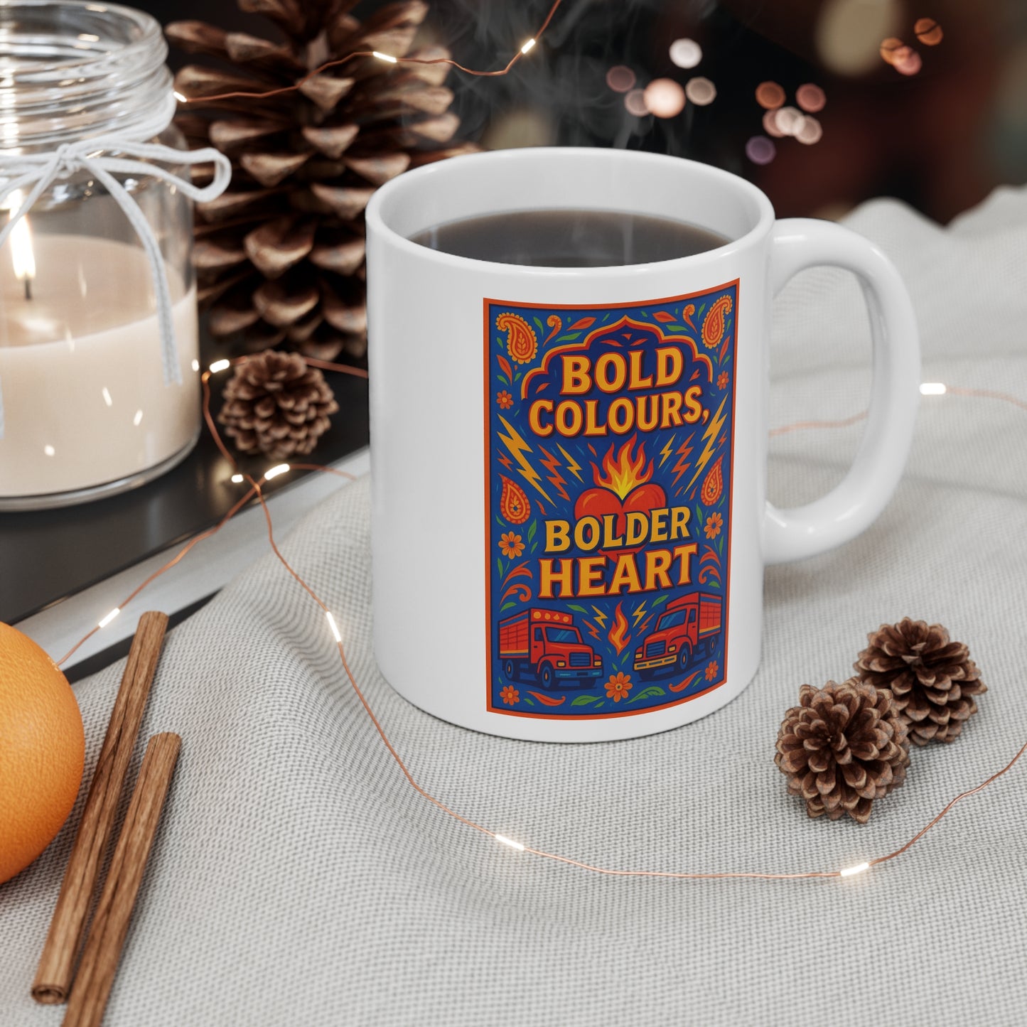Bold Colours Bolder Heart Mug - Colorful Coffee Cup, Artisan Gift, Inspirational Beverage Container, Fun Kitchen Decor, Unique Mug [...]