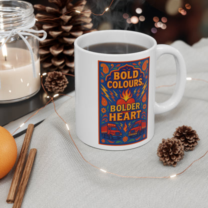 Bold Colours Bolder Heart Mug - Colorful Coffee Cup, Artisan Gift, Inspirational Beverage Container, Fun Kitchen Decor, Unique Mug [...]