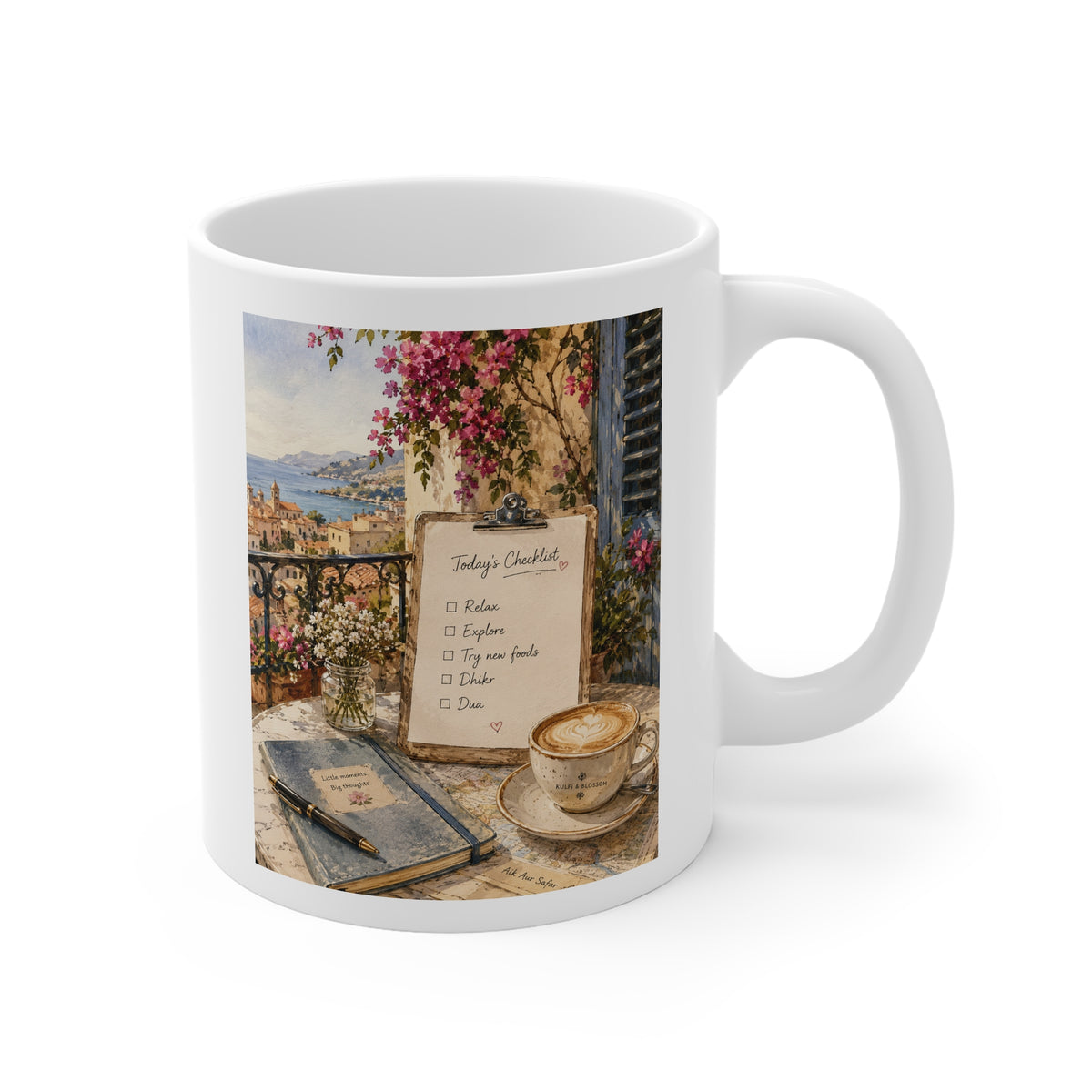Coffee Mug — Scenic Balcony Morning with 'Today's Checklist'