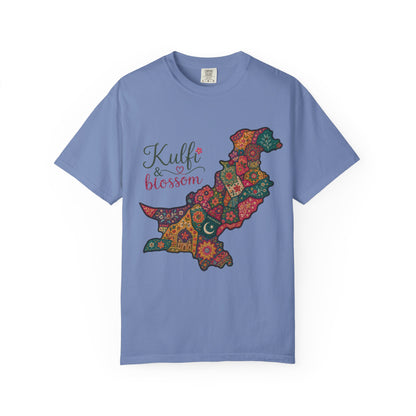 Pakistan Map Floral T‑Shirt — "Kulfi & Blossom" Colorful Paisley Design