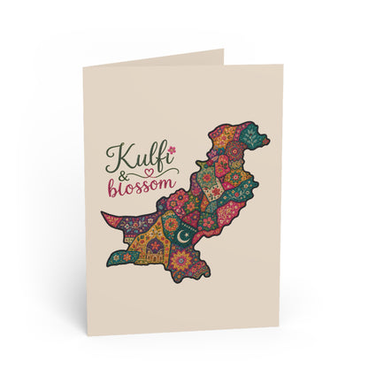 Greeting Card — 'Kulfi & Blossom' Pakistan Map Floral Design