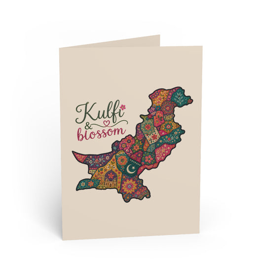 Greeting Card — 'Kulfi & Blossom' Pakistan Map Floral Design