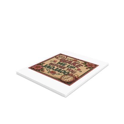 Greeting Card — "Wake Me Up Before You Jaojaoo" Floral Retro Alarm Clock Design (Pack of 8/16/24)