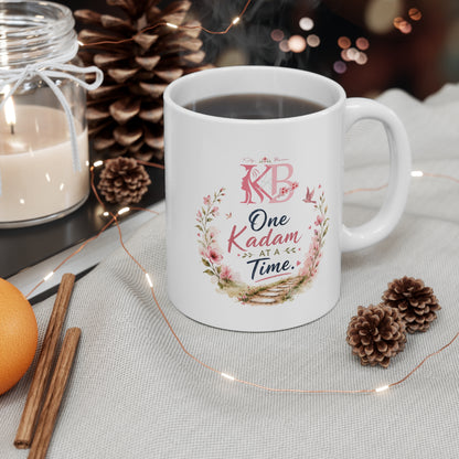 One Kadam at a Time Floral Mug — Inspirational Urdu/English Motivational Coffee Cup