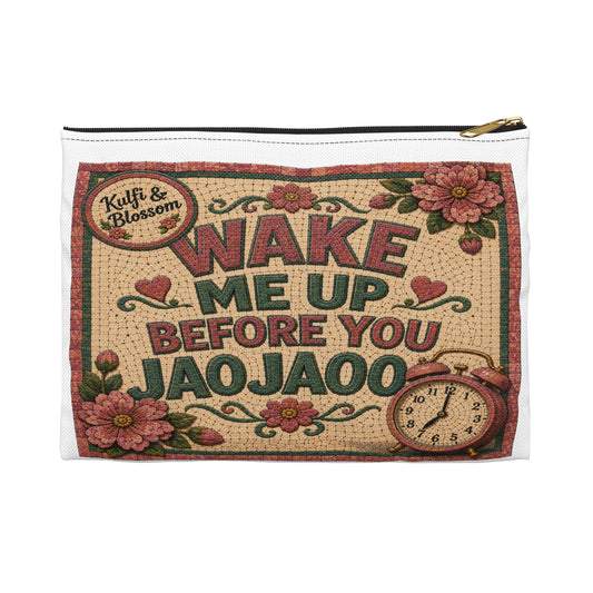 Wake Me Up Before You JaoJao Accessory Pouch — Vintage Floral Alarm Clock Makeup Bag