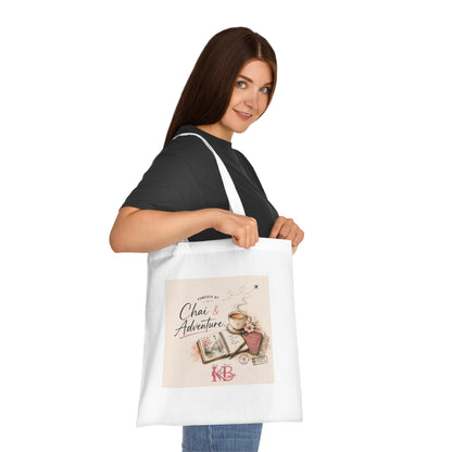 Chai & Adventure Cotton Tote Bag — Travel Journal Tea Lover Tote
