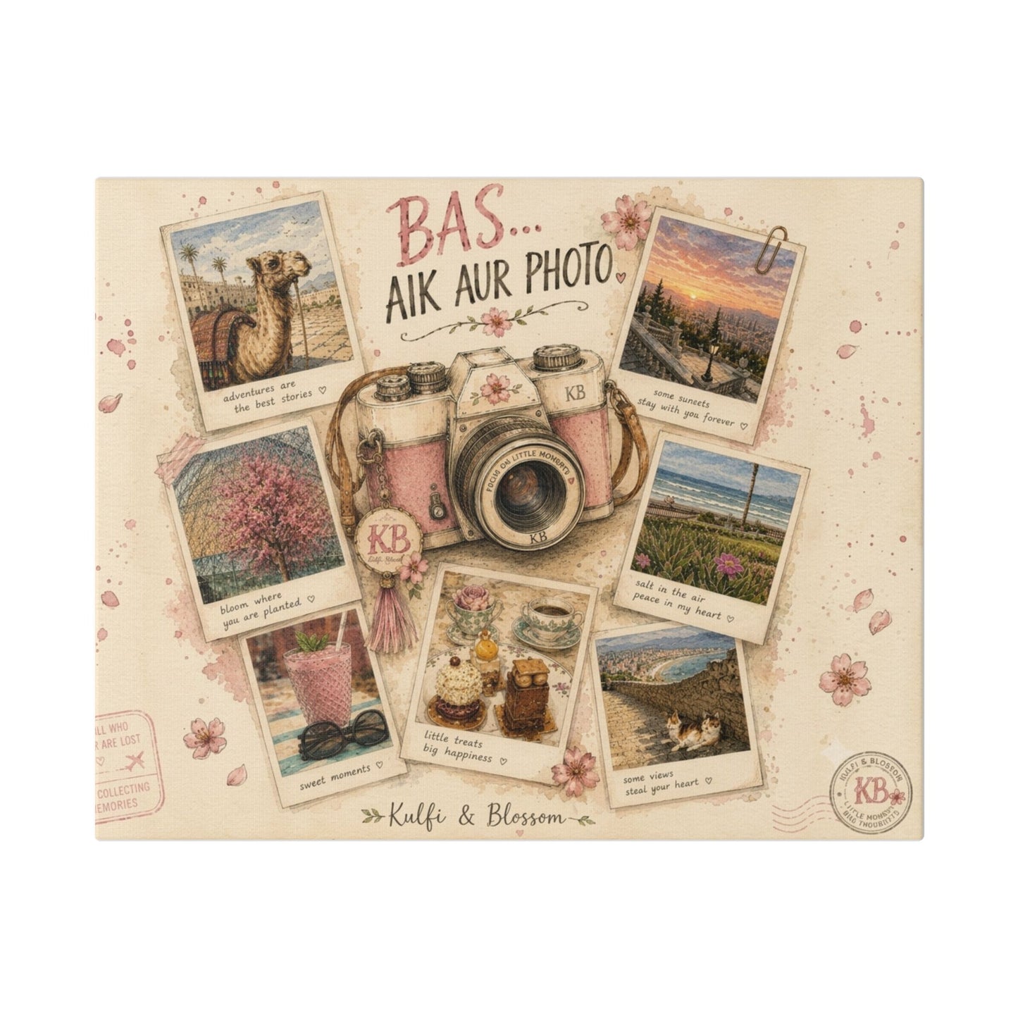 Wall Art Canvas - "Bas Aik Aur Photo" Travel Polaroid Collage