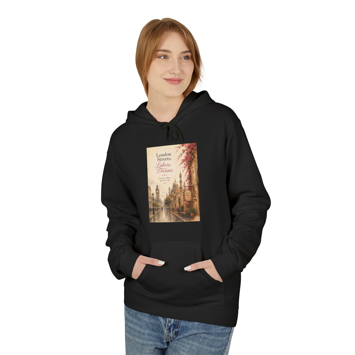Autumn Paris Street Hoodie - 'Leaves Falling, Coffee Calling' Vintage Cityscape