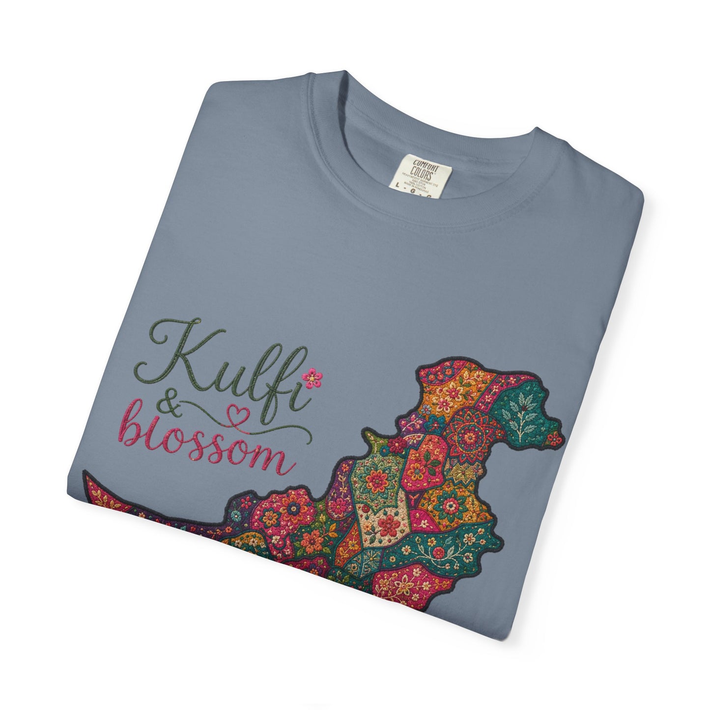 Pakistan Map Floral T‑Shirt — "Kulfi & Blossom" Colorful Paisley Design