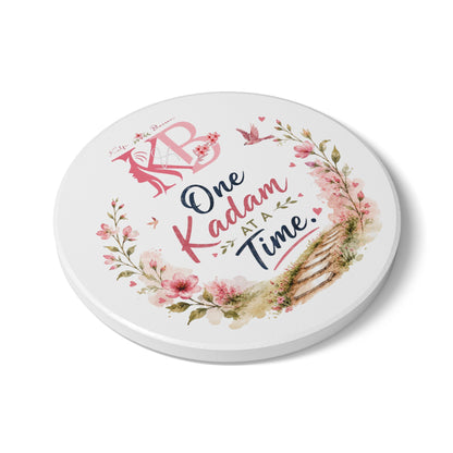 Ceramic Coaster — "One Kadam at a Time" Inspirational Floral Drink Coaster