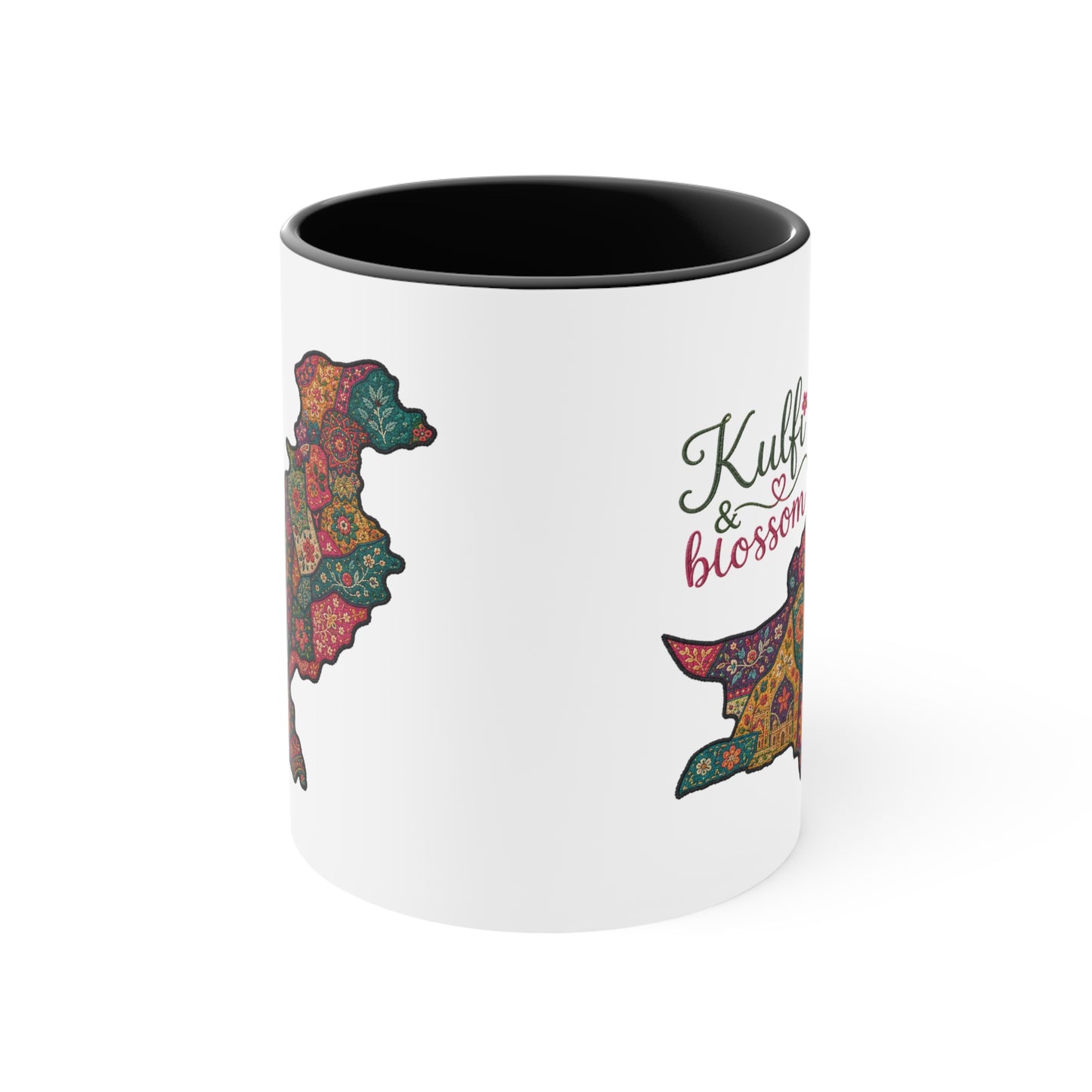 Pakistan Floral Map Accent Mug — “Kulfi & Blossom” Colorful Ethnic Tea Coffee Cup