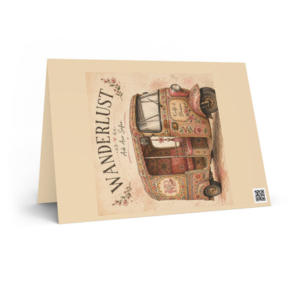 Wanderlust Tuk Tuk Greeting Card — Vintage Boho Travel Note Card