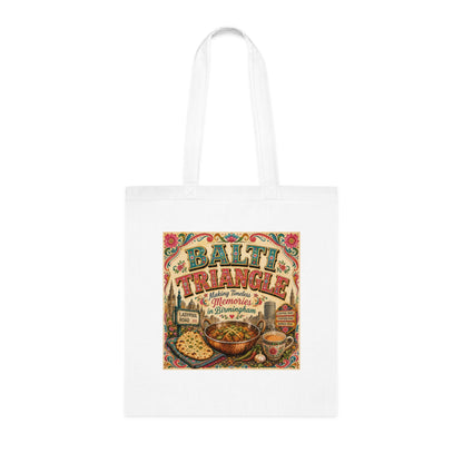 Bali Triangle Vintage Kitchen Cotton Tote — Retro Food & Tea Market Design