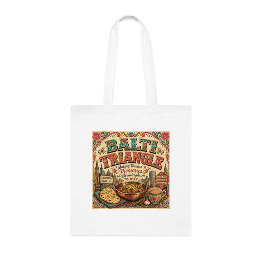 Bali Triangle Vintage Kitchen Cotton Tote — Retro Food & Tea Market Design