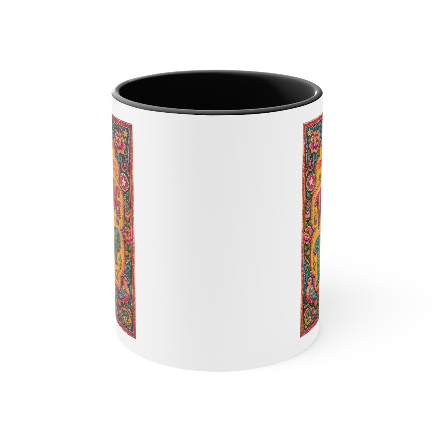 Walking on Dhoop Accent Mug — Bright Retro Sun Graphic Coffee Cup