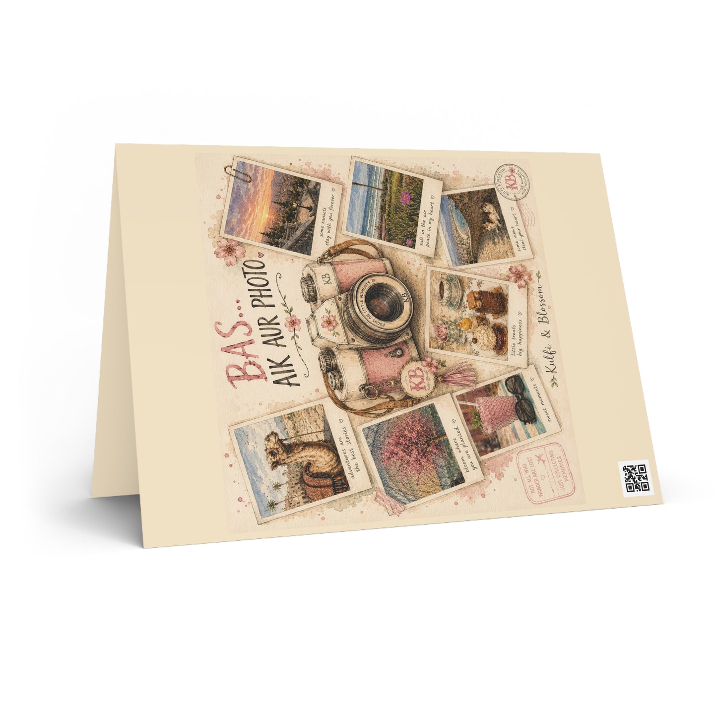Vintage Camera Greeting Card — "Bas Aik Aur Photo" Travel Photo Collage