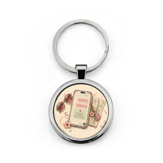 Bhejo Location Stainless Steel Round Keychain