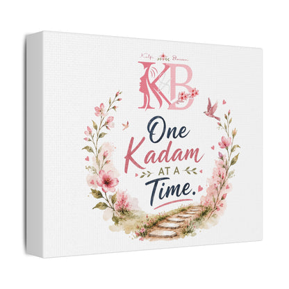 One Kadam at a Time Satin Canvas Wall Art — Motivational Floral Stretched Print