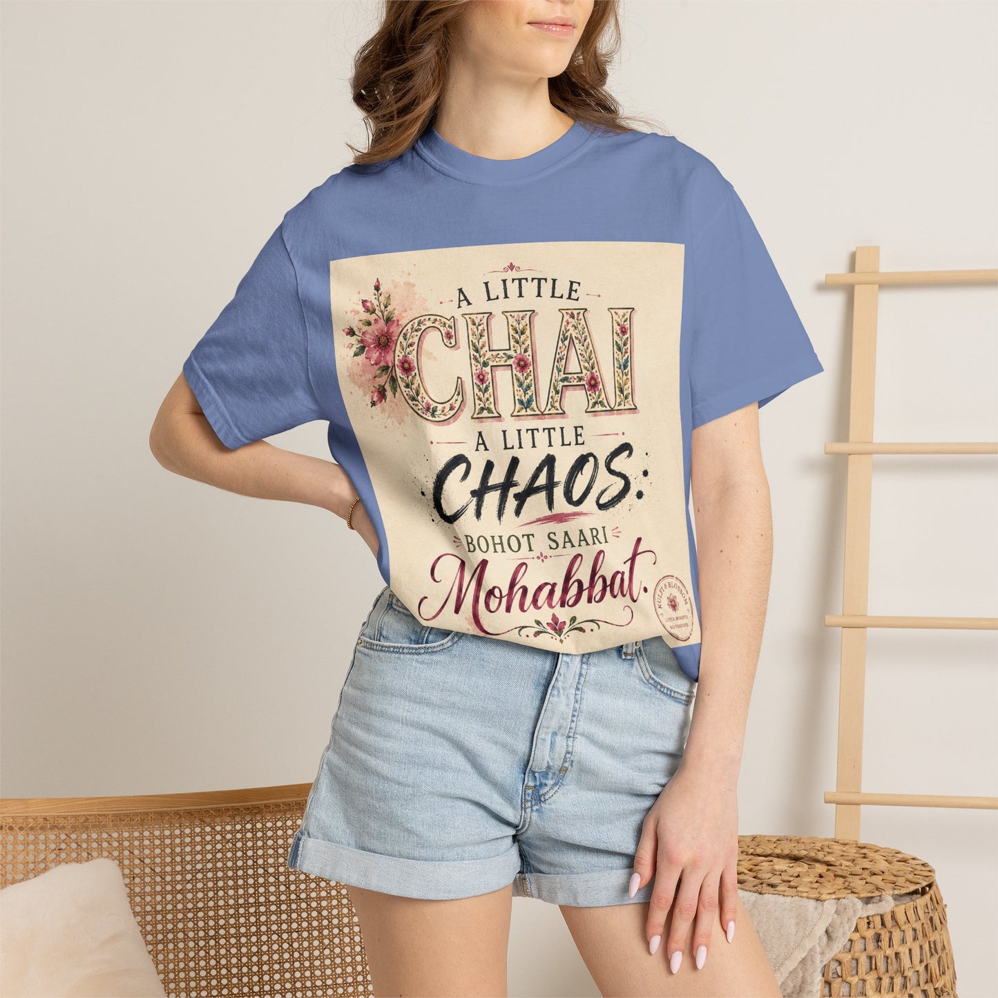 Chai & Chaos Tee — A Little Chai, A Little Chaos Vintage Floral T-Shirt