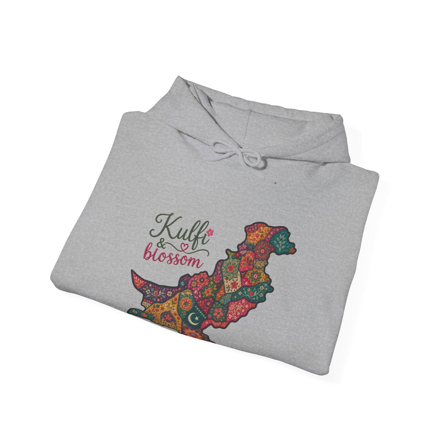 Pakistan Map Floral Hoodie - "Kulfi & Blossom" Paisley Design