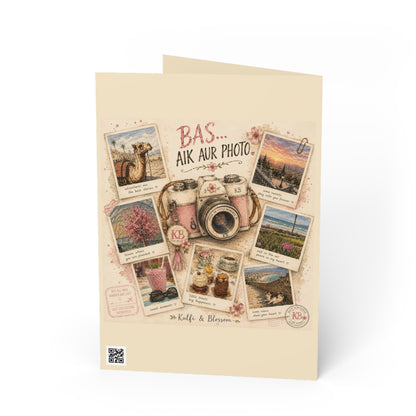 Vintage Camera Greeting Card — "Bas Aik Aur Photo" Travel Photo Collage