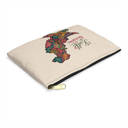Pakistan Floral Map Accessory Pouch — "Kulfi & Blossom" Zipper Bag