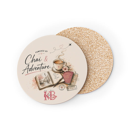 Chai & Adventure Illustrated Travel & Tea Cork Coaster