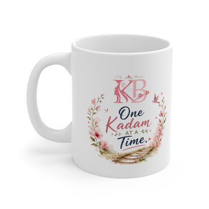 One Kadam at a Time Floral Mug — Inspirational Urdu/English Motivational Coffee Cup