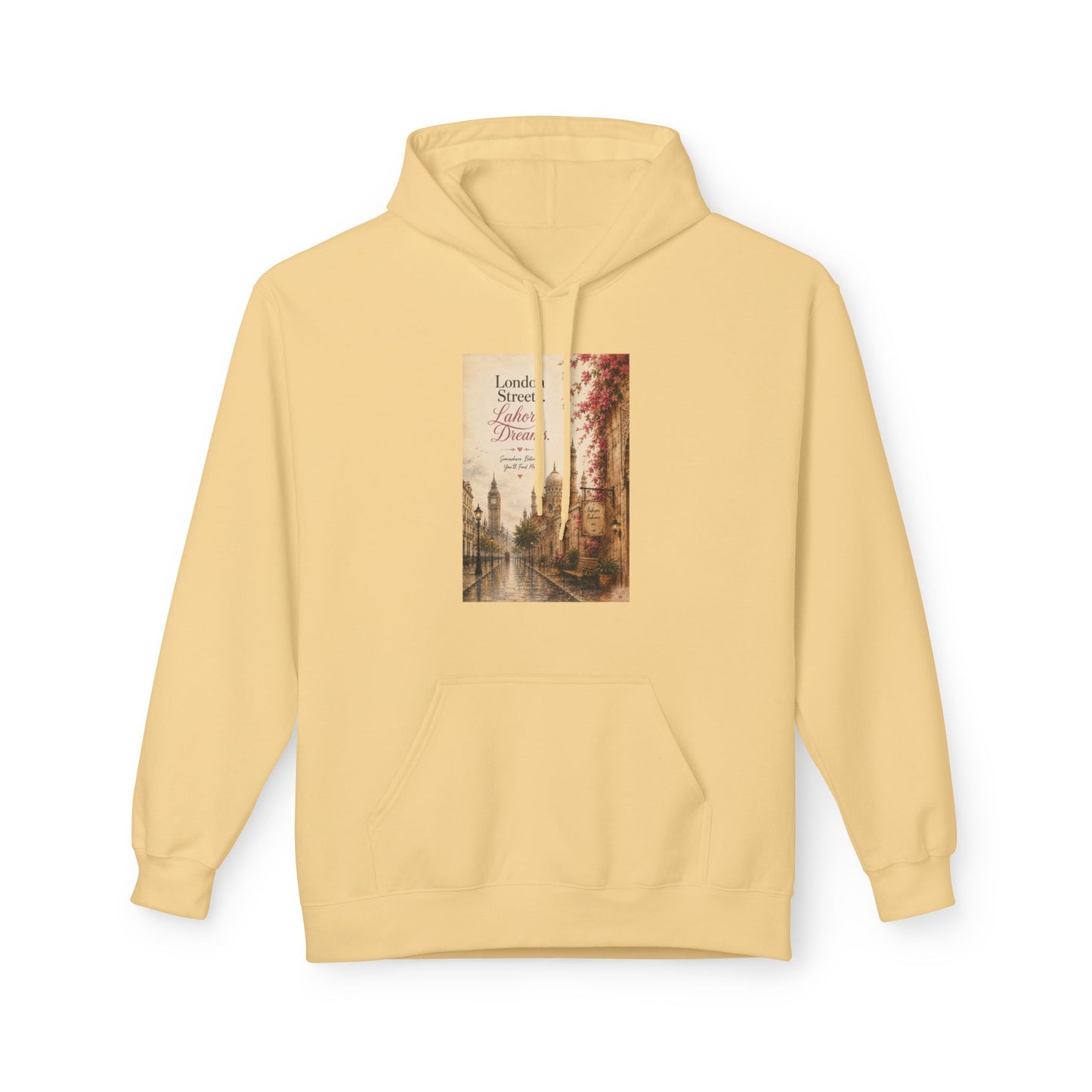 Autumn Paris Street Hoodie - 'Leaves Falling, Coffee Calling' Vintage Cityscape