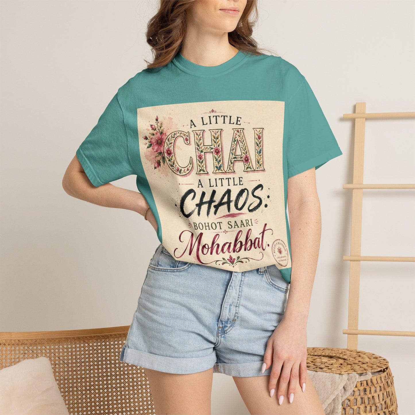 Chai & Chaos Tee — A Little Chai, A Little Chaos Vintage Floral T-Shirt