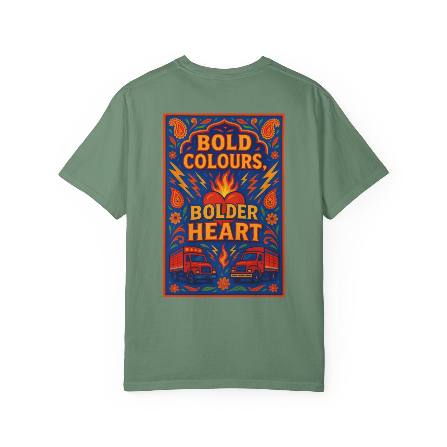 Bold Colors Bolder Heart T-Shirt, Vibrant Apparel, Artistic Tee, Casual Wear, Gift for Art Lovers, Statement Shirt