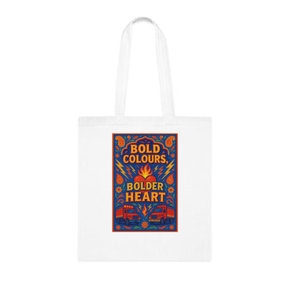 Bold Colours Bolder Heart Cotton Tote Bag, Eco-Friendly Shopping Bag, Reusable Grocery Tote, Gift for Art Lovers, Travel Bag