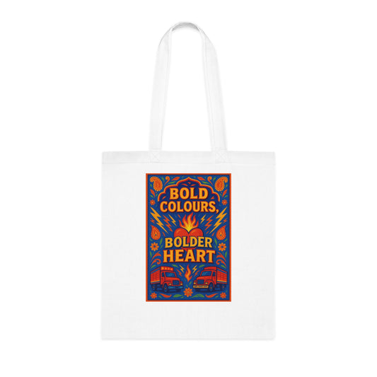 Bold Colours Bolder Heart Cotton Tote Bag, Eco-Friendly Shopping Bag, Reusable Grocery Tote, Gift for Art Lovers, Travel Bag