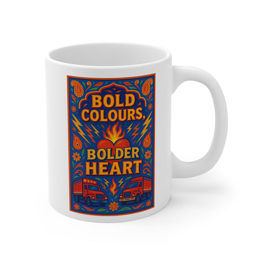 Bold Colours Bolder Heart Mug - Colorful Coffee Cup, Artisan Gift, Inspirational Beverage Container, Fun Kitchen Decor, Unique Mug [...]
