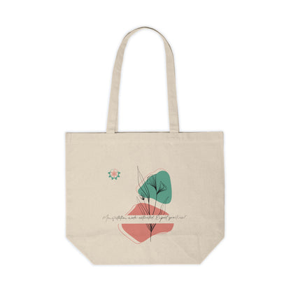 Canvas Shopping Tote Manifesting greatness;expect great things, mind bloom