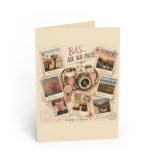 Vintage Camera Greeting Card — "Bas Aik Aur Photo" Travel Photo Collage