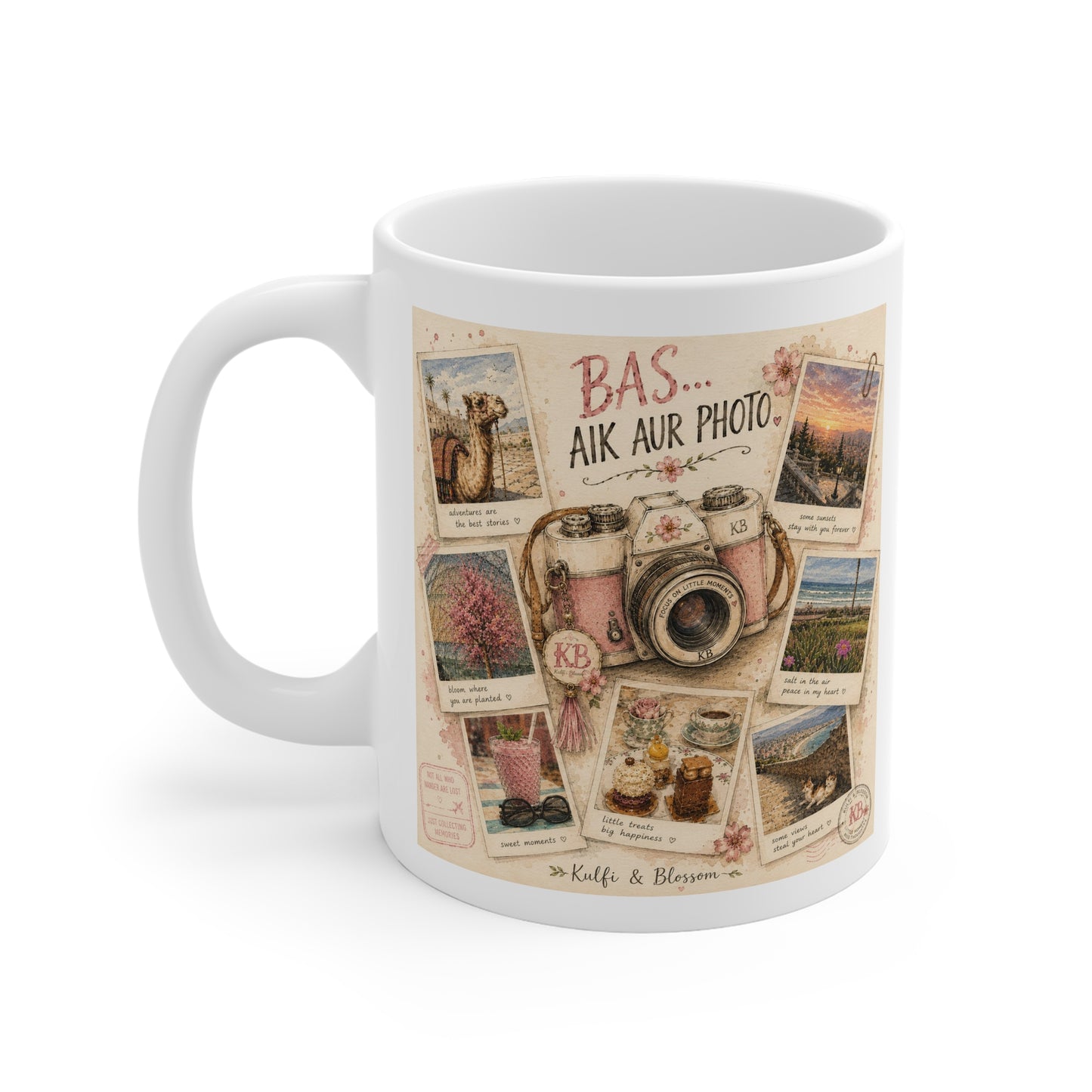 Mug — Vintage Camera Collage "Bas Aik Aur Photo" Travel Photo Coffee Mug