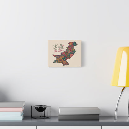Pakistan Floral Map Satin Canvas Print — “Kulfi & Blossom” Stretched Wall Art