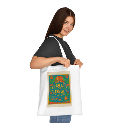 Dil Se Desi Cotton Tote Bag – Eco-Friendly Tote for Shopping, Gifts, Groceries, and Festivals
