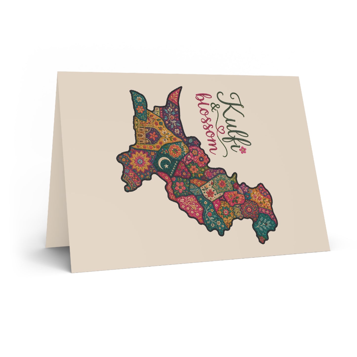 Greeting Card — 'Kulfi & Blossom' Pakistan Map Floral Design