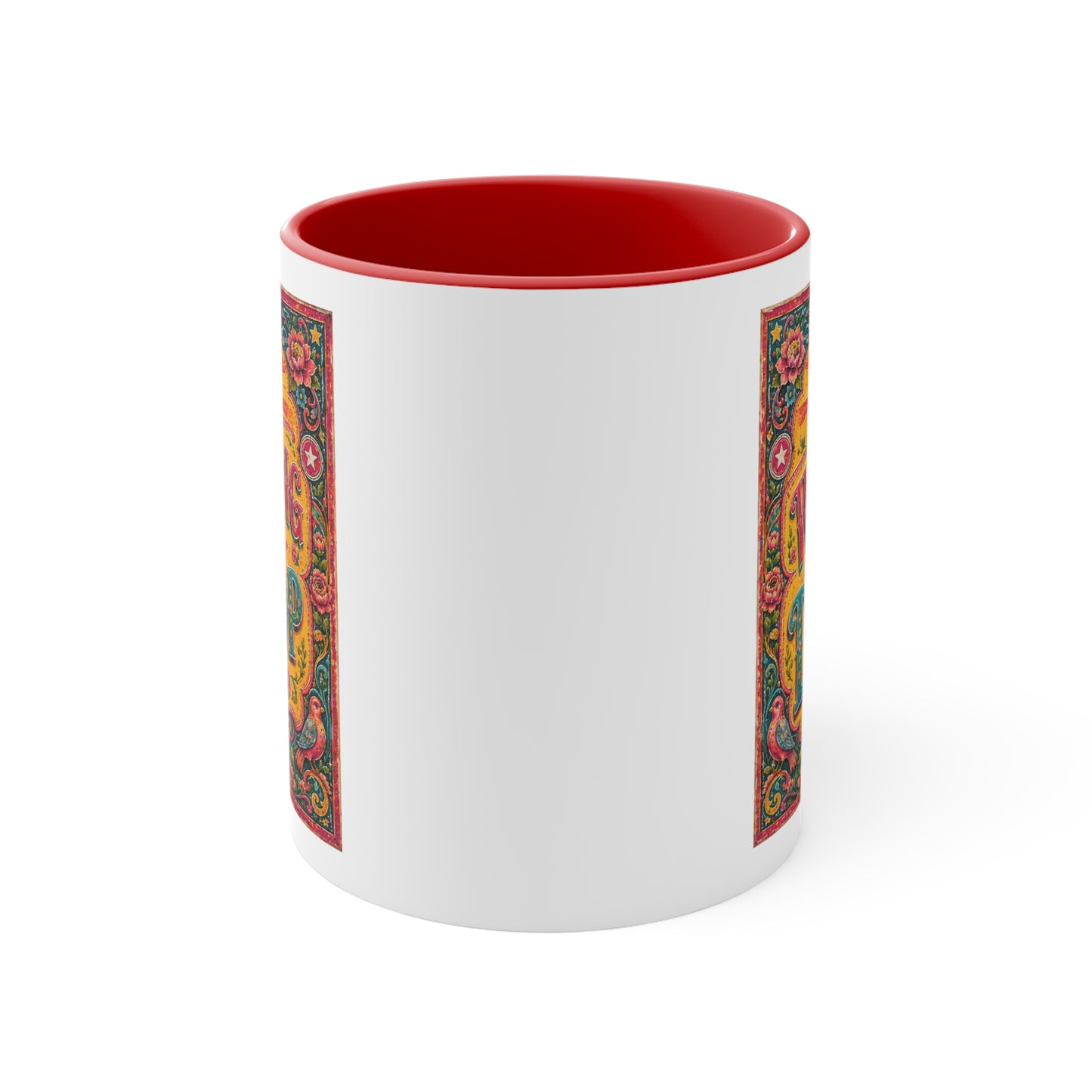 Walking on Dhoop Accent Mug — Bright Retro Sun Graphic Coffee Cup