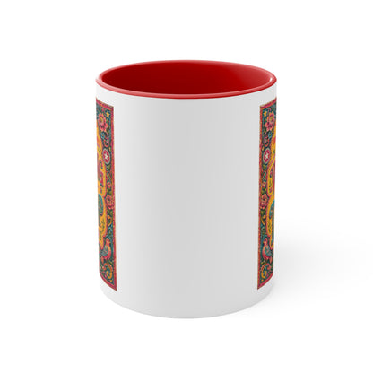 Walking on Dhoop Accent Mug — Bright Retro Sun Graphic Coffee Cup