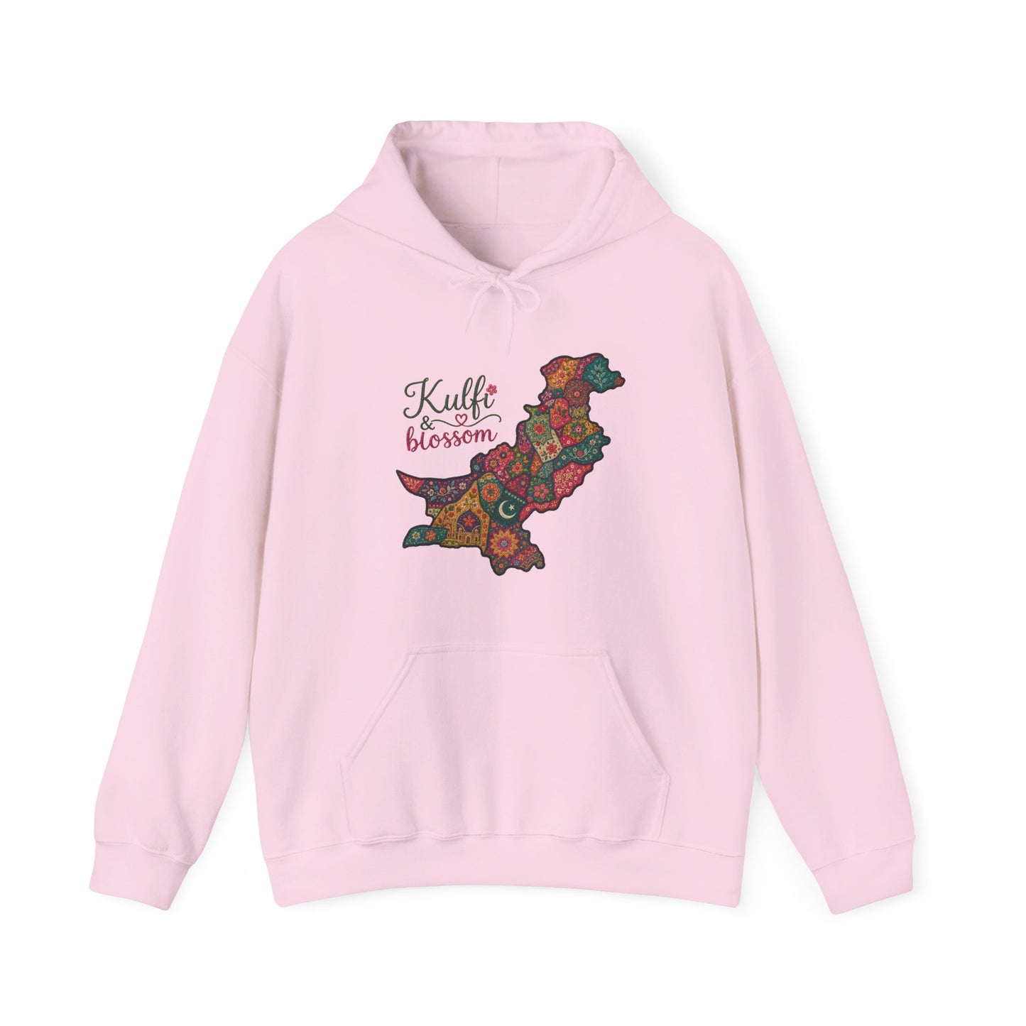 Pakistan Map Floral Hoodie - "Kulfi & Blossom" Paisley Design