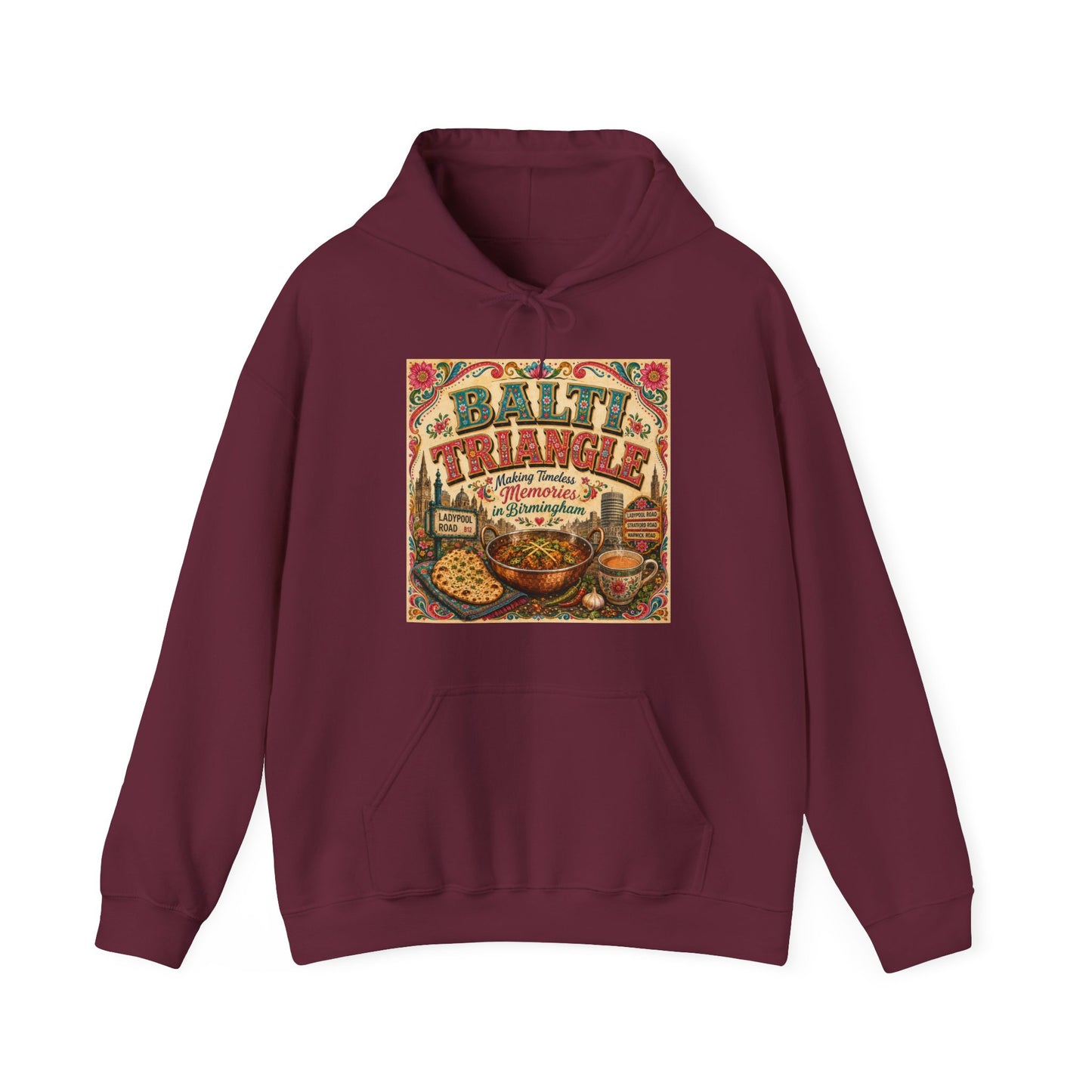 Baltimore Charm Hoodie - 'Balti Triangle' Vintage Food Poster Sweatshirt