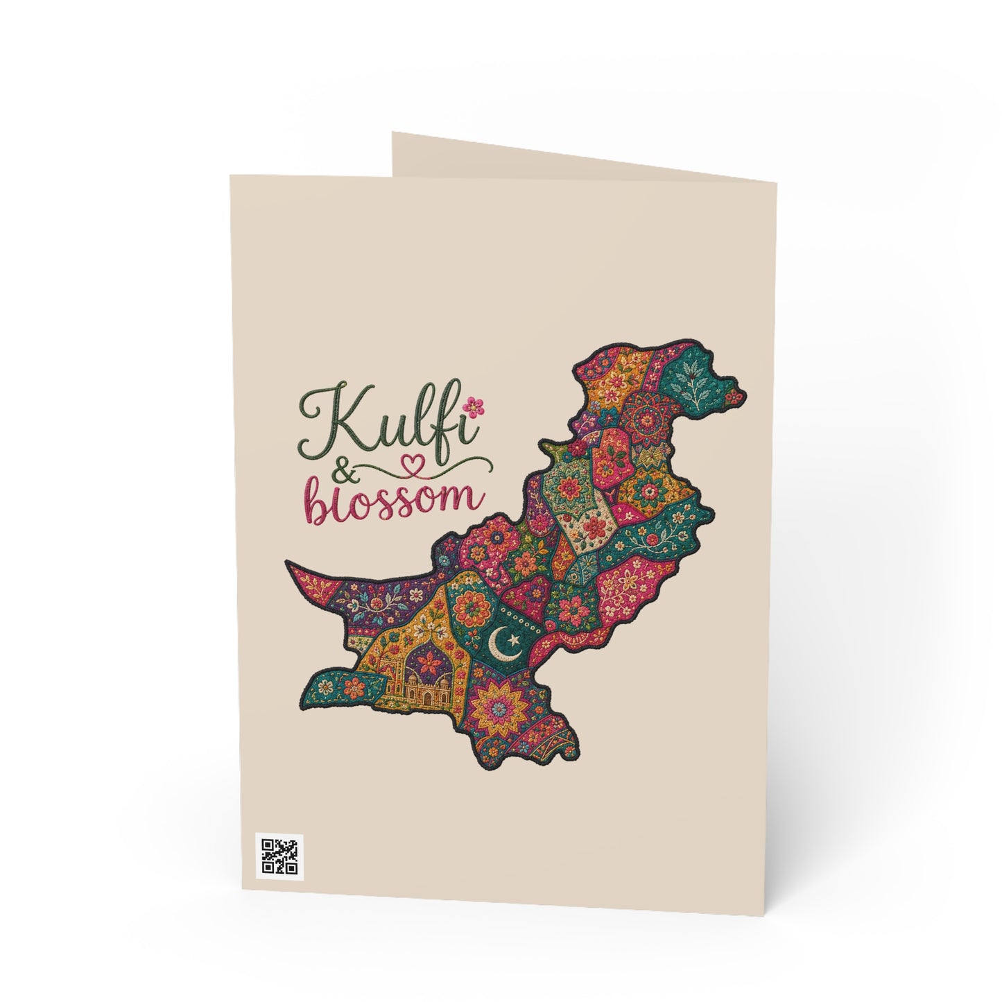 Greeting Card — 'Kulfi & Blossom' Pakistan Map Floral Design