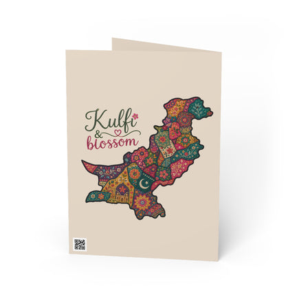 Greeting Card — 'Kulfi & Blossom' Pakistan Map Floral Design